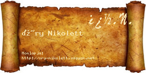 Őry Nikolett névjegykártya